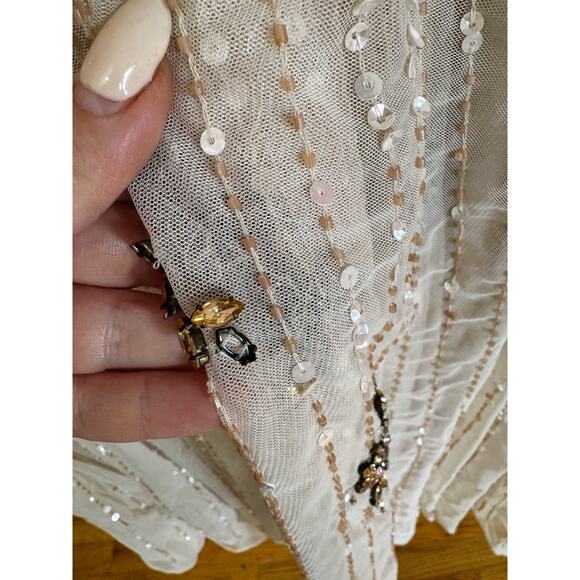 NEW NWT Mac Duggal Cap Sleeve Embellished Dress in Blush STYLE 93575 Size 20 - Picture 11 of 15